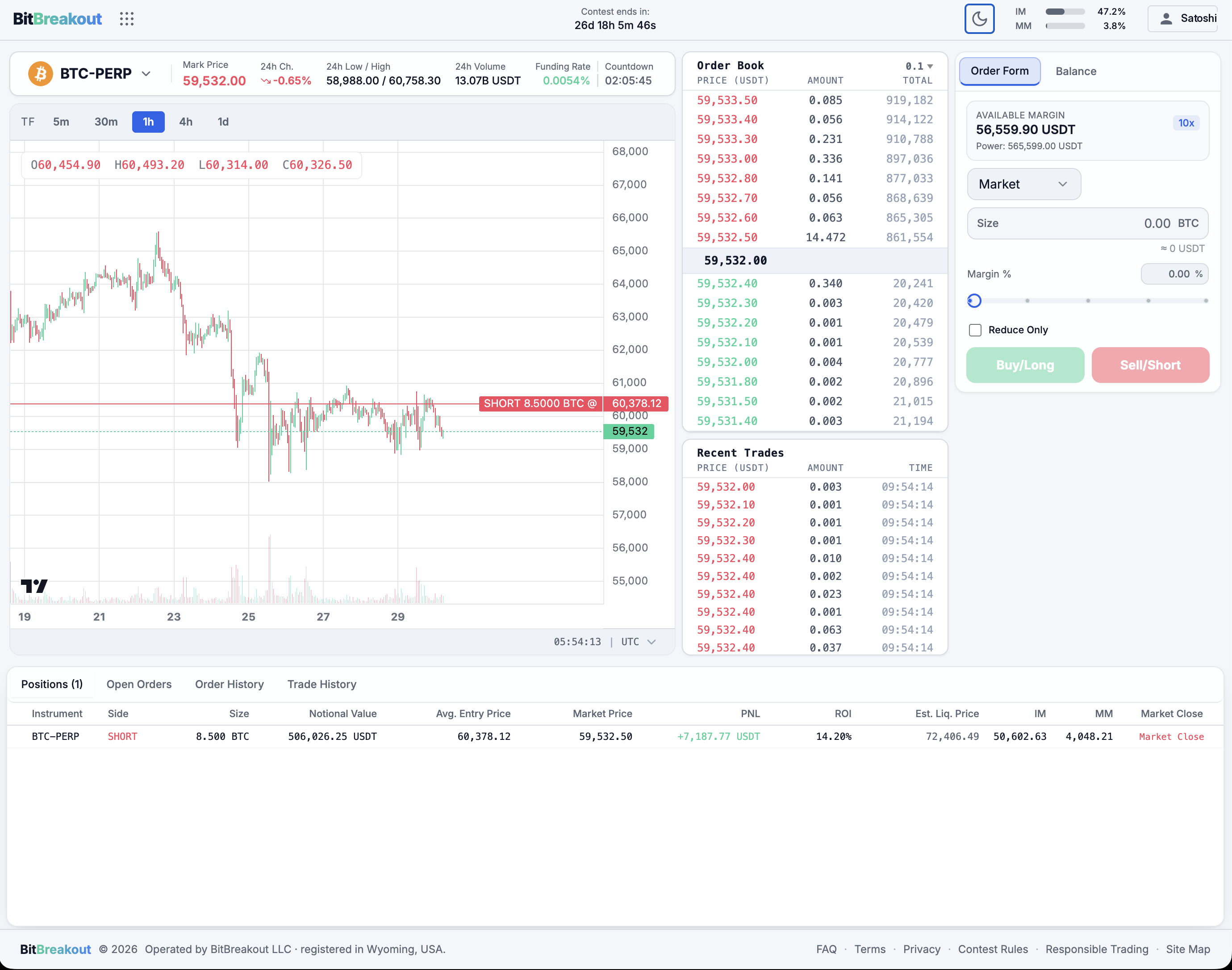 Trading terminal in light theme