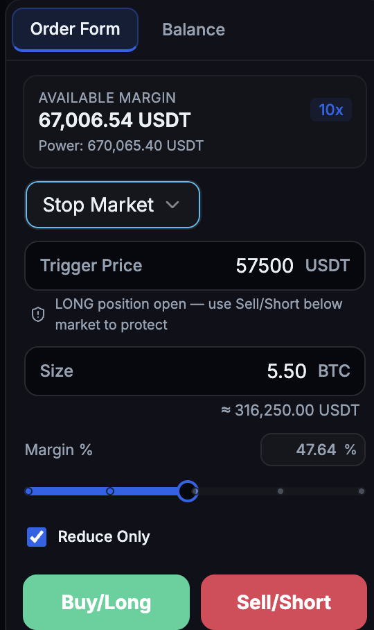 Stop-Market order entry